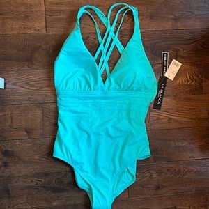 LA BLANCA Island Goddess Multi-Strap Cross-Back size 14